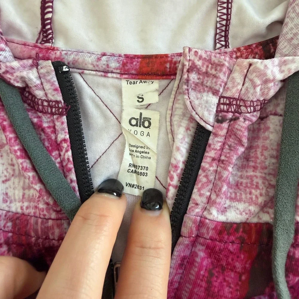 Alo Yoga Full Zip Hoodie Jacket Airbrush Desert Sunset Pink Gray Women's small‎